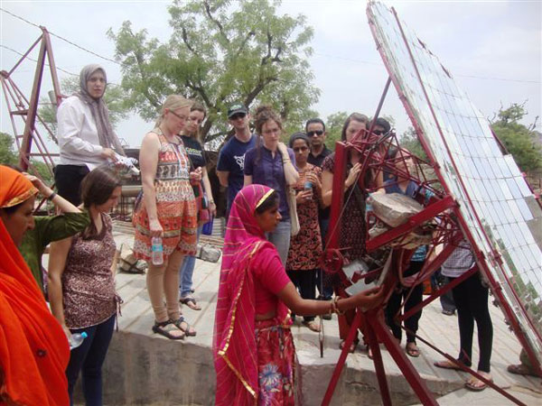 Hindi students at a field work