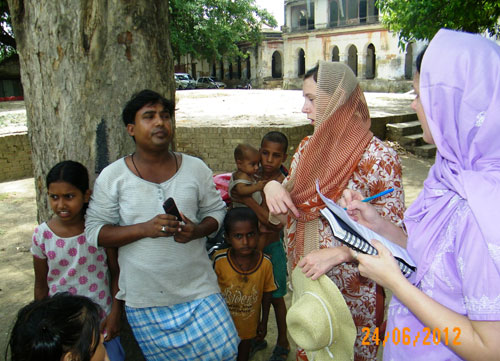 Urdu students interacting with local community