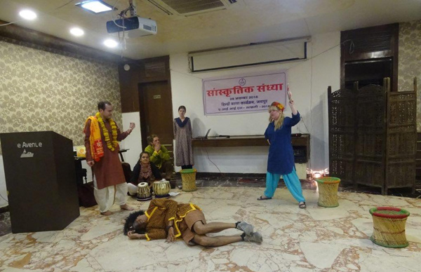 Performing skit during cultural program